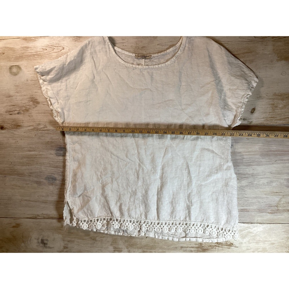Francesca Bettini Italian White Linen Women's Large Top With Lace Detail Boho - Picture 7 of 7